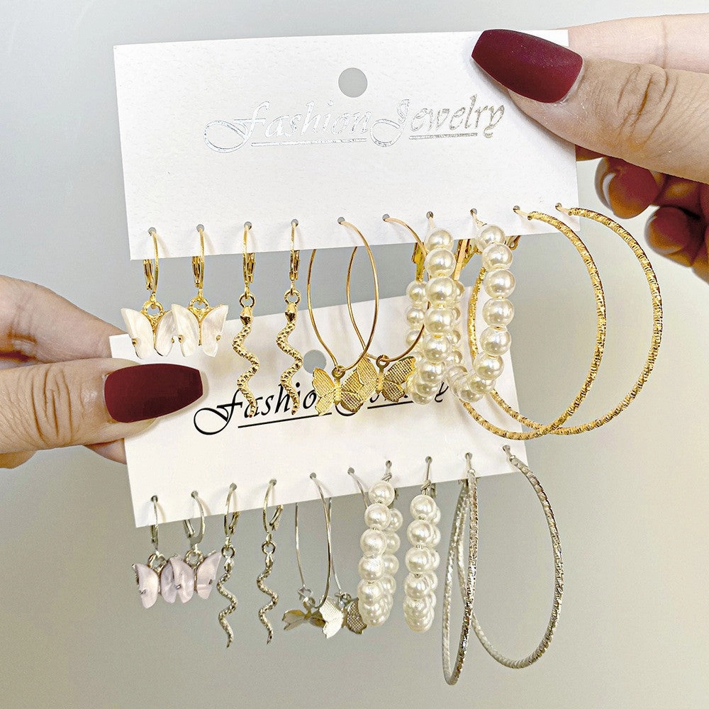 Wholesale Gold C-shaped Chain Earrings Set