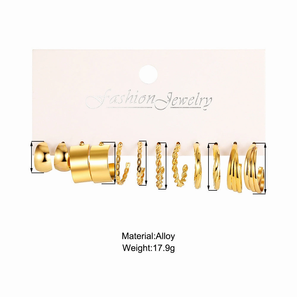 Wholesale Gold C-shaped Chain Earrings Set