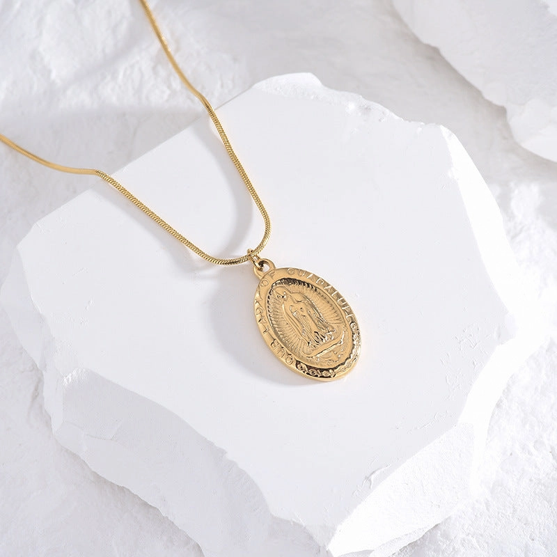 Wholesale Gold Coins Rounds Titanium Steel Necklaces