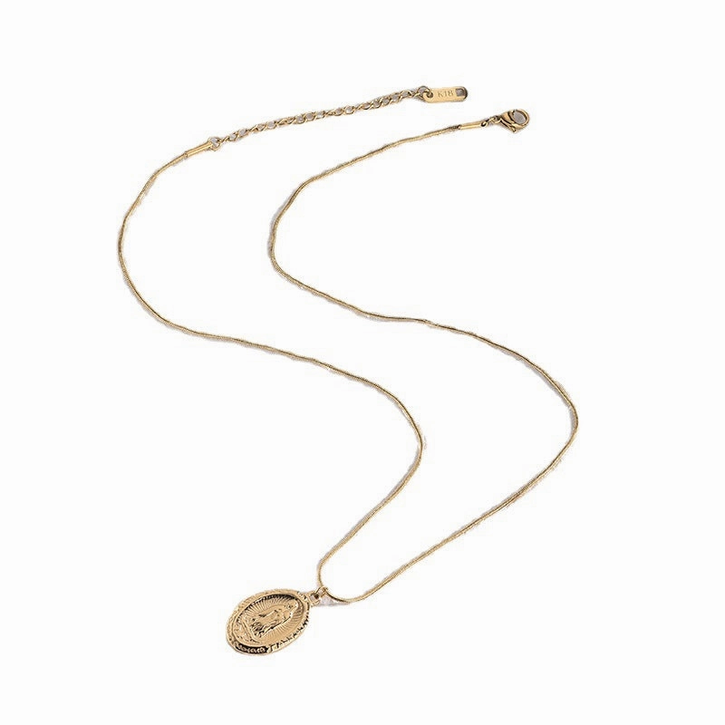 Wholesale Gold Coins Rounds Titanium Steel Necklaces