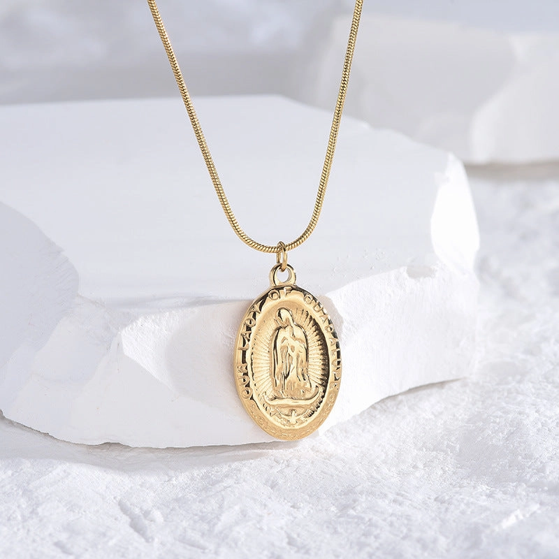 Wholesale Gold Coins Rounds Titanium Steel Necklaces
