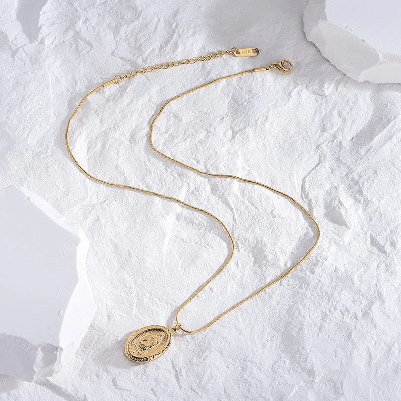 Wholesale Gold Coins Rounds Titanium Steel Necklaces