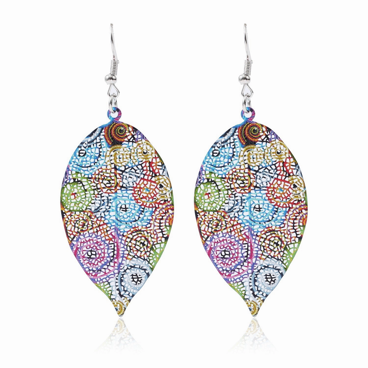 Wholesale Gold Double Hollow Leaf Alloy Earrings