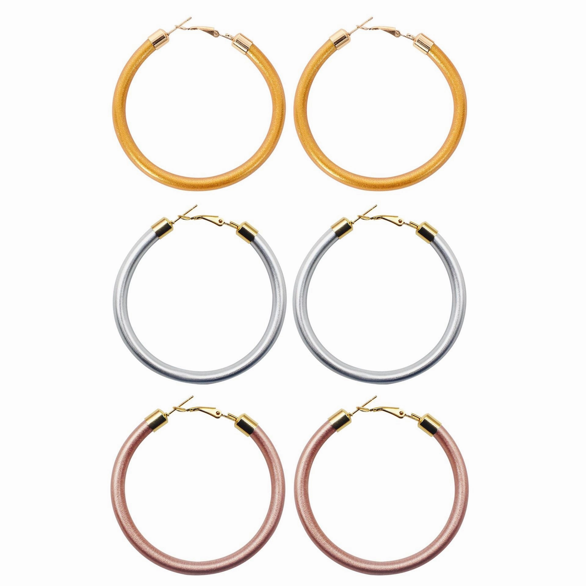 Wholesale Gold Dust Gold Silver Rose Gold Plastic Tube Earrings