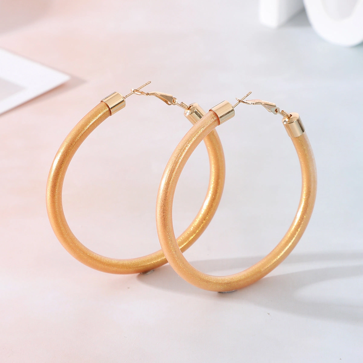 Wholesale Gold Dust Gold Silver Rose Gold Plastic Tube Earrings