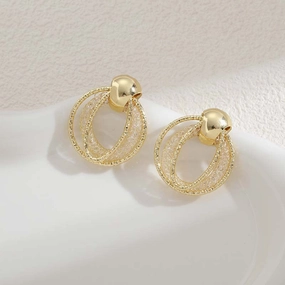 Wholesale Gold Exaggerated Creative Copper Stud Earrings