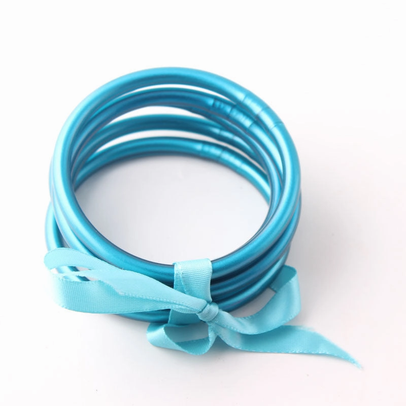 Wholesale Gold Foil Braided PVC Silicone Tube Bracelet