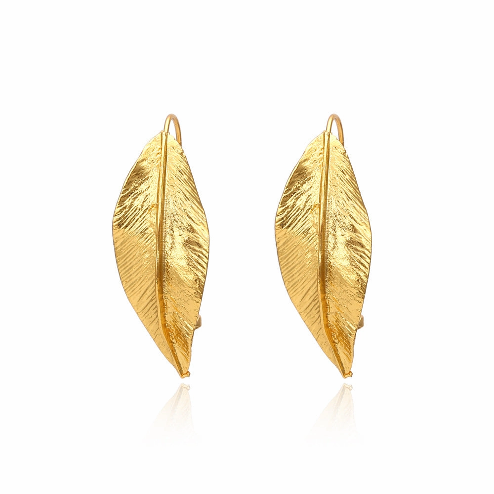 Wholesale Gold Leaf Vintage Earrings Alloy