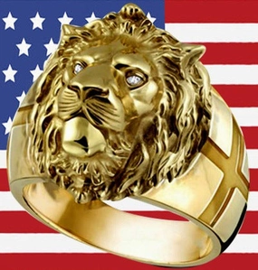 Wholesale Gold Lion Head Metal Rings