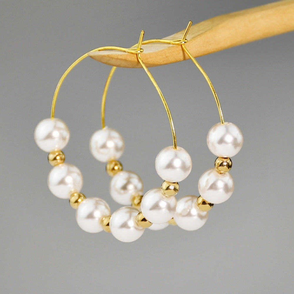 Wholesale Gold Pearl Large Earrings