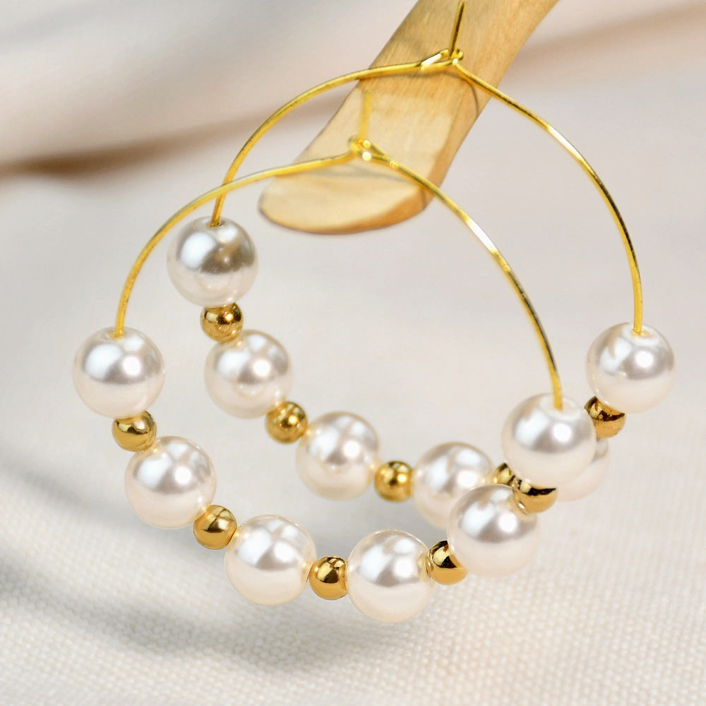 Wholesale Gold Pearl Large Earrings
