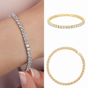 Wholesale Gold-plated 3mm Cubic Zircon Buckle Bracelet