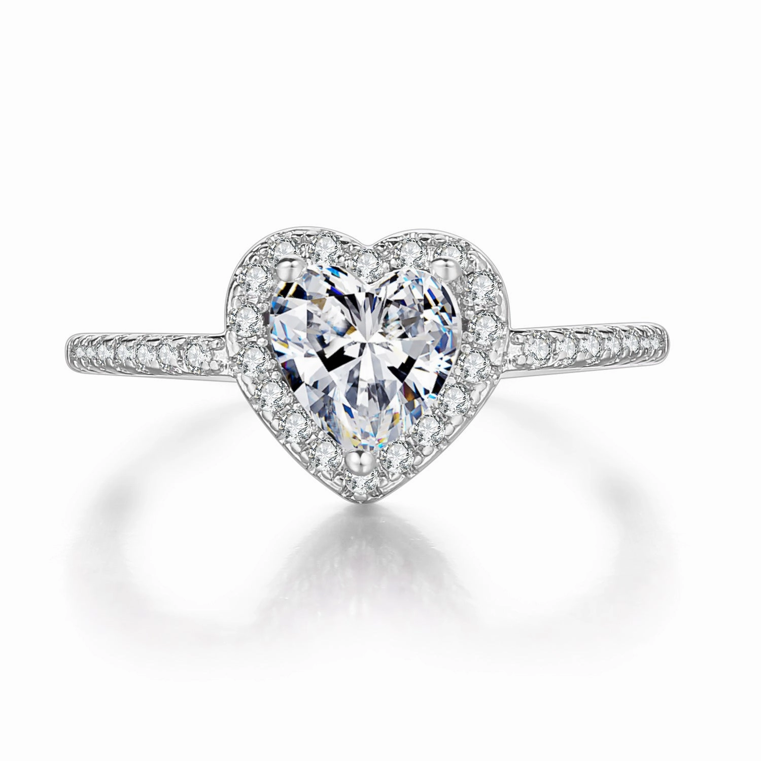 Wholesale Gold-plated Copper Heart-shaped Zircon Ring Set of Three
