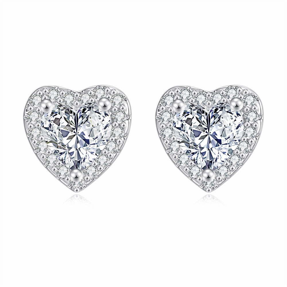 Wholesale Gold-plated Copper Heart-shaped Zircon Ring Set of Three