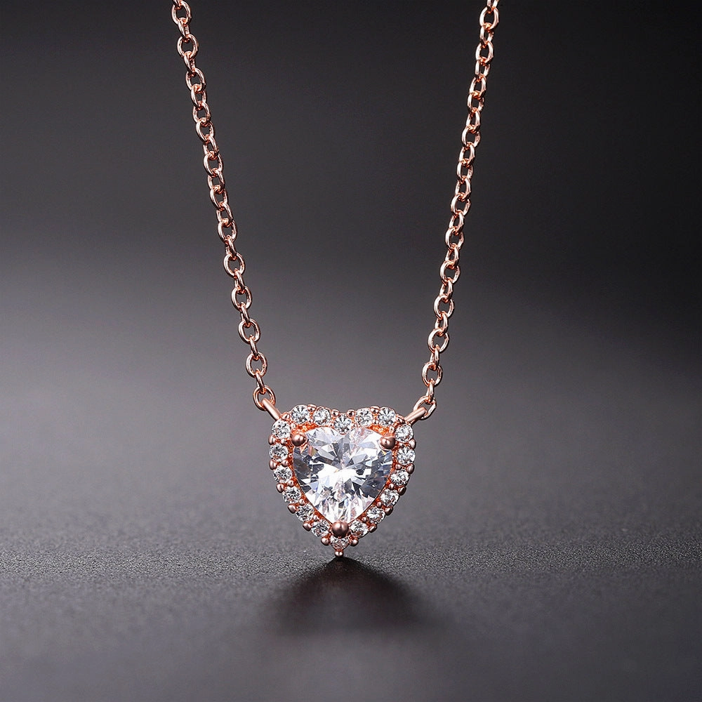 Wholesale Gold-plated Copper Heart-shaped Zircon Ring Set of Three