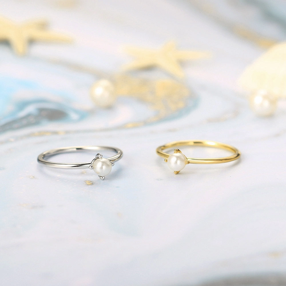 Wholesale Gold Plated Copper Pearl Thin Ring