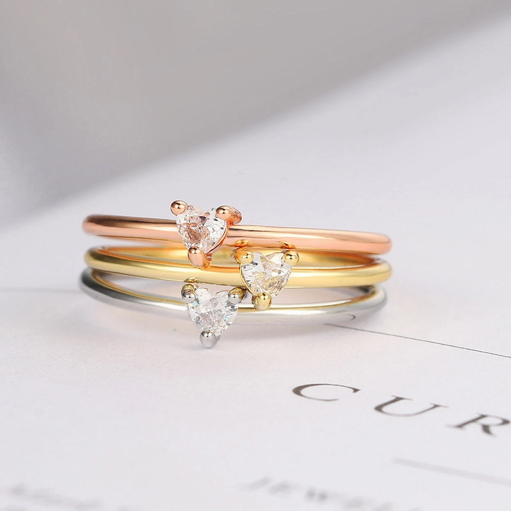 Wholesale Gold Plated Copper Simple Heart Shape Ring