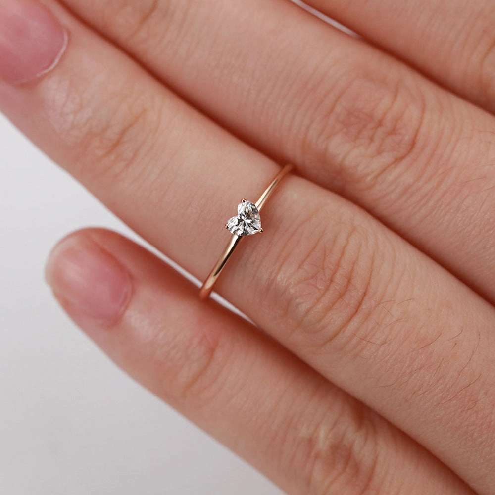 Wholesale Gold Plated Copper Simple Heart Shape Ring