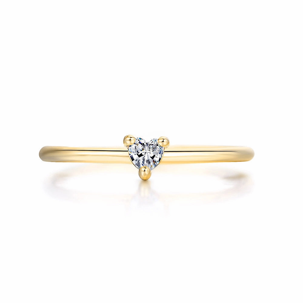 Wholesale Gold Plated Copper Simple Heart Shape Ring