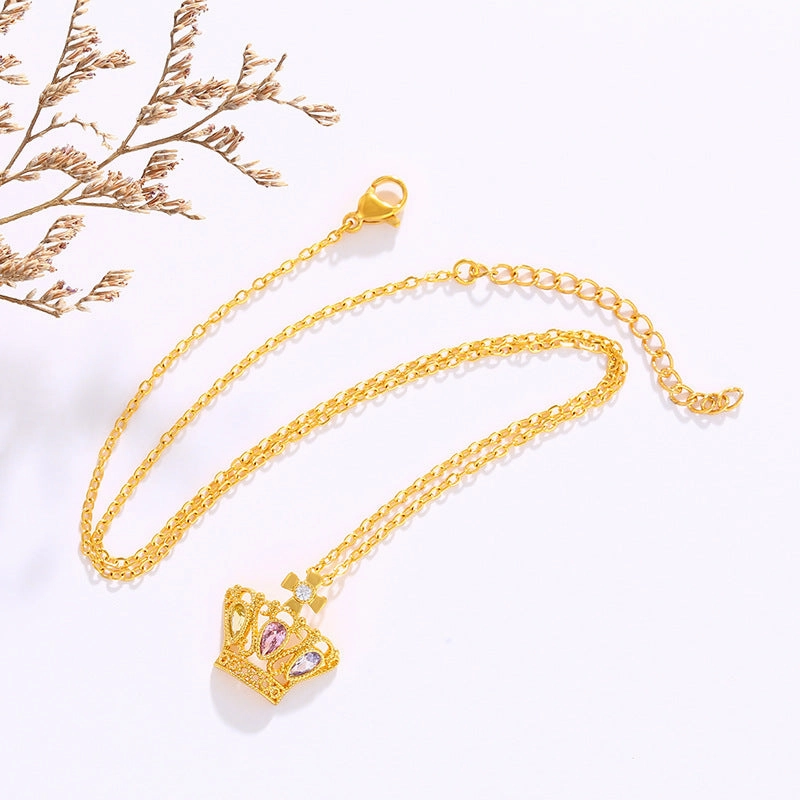 Wholesale Gold Plated Crown Alloy Necklace