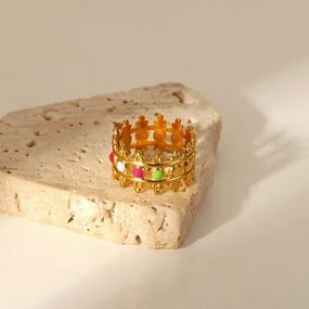 Wholesale Gold Plated Crown Stainless Steel Rings