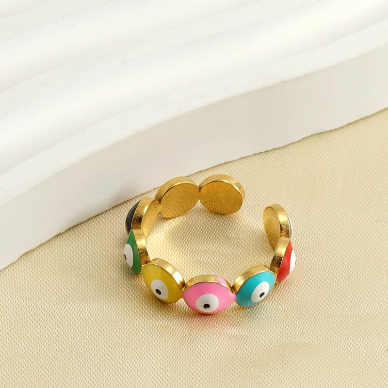 Wholesale Gold Plated Demon Eye Adjustable Stainless Steel Rings