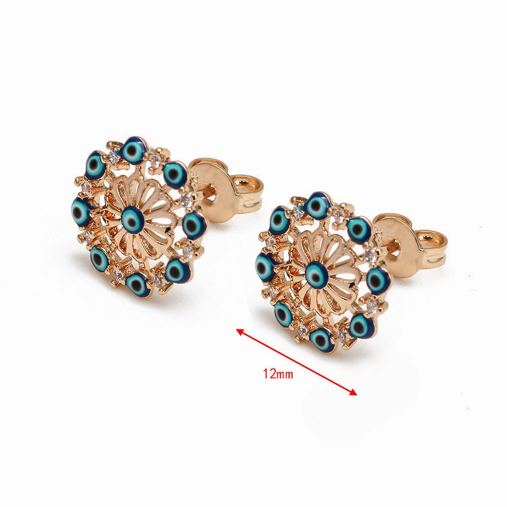 Wholesale Gold Plated Devil Eye Copper Earrings