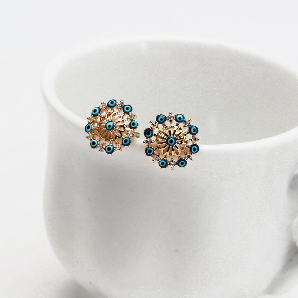 Wholesale Gold Plated Devil Eye Copper Earrings