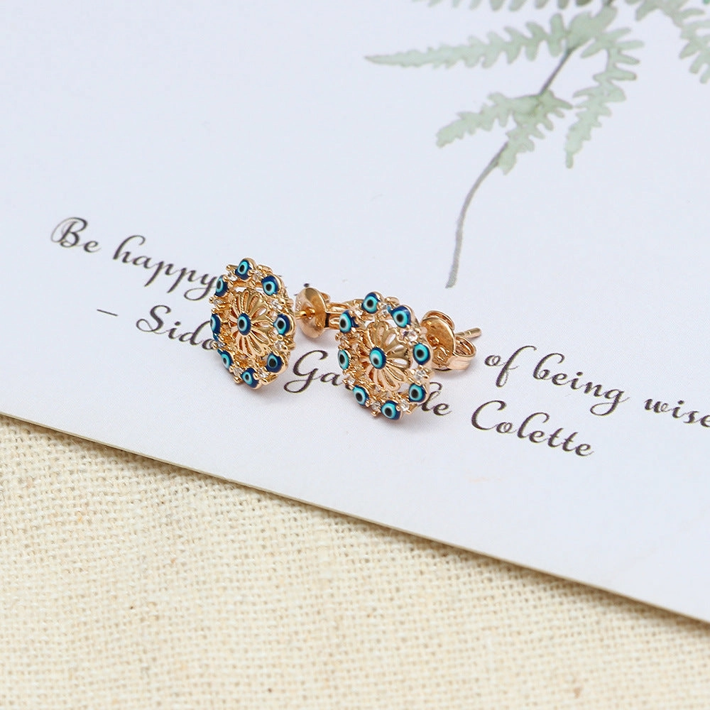 Wholesale Gold Plated Devil Eye Copper Earrings