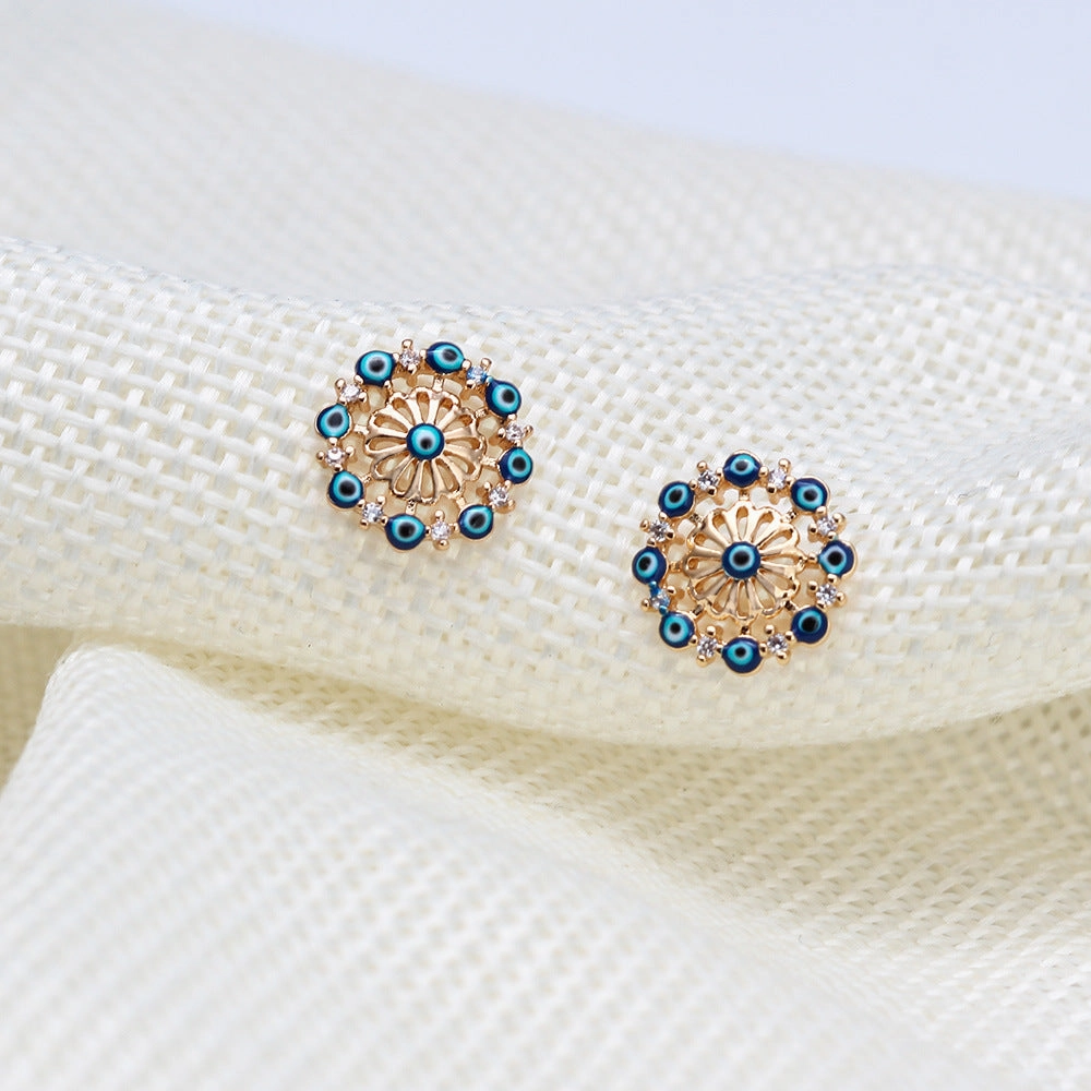 Wholesale Gold Plated Devil Eye Copper Earrings