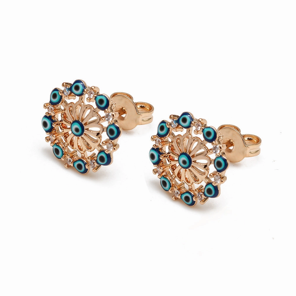 Wholesale Gold Plated Devil Eye Copper Earrings
