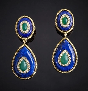 Wholesale Gold Plated Diamond Gems Metal Earrings