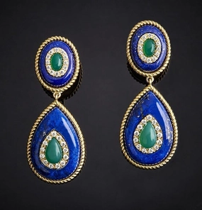 Wholesale Gold Plated Diamond Gems Metal Earrings