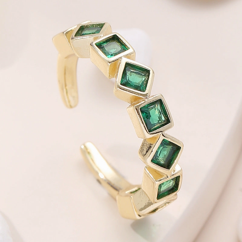 Wholesale Gold Plated Diamond Square Copper Rings