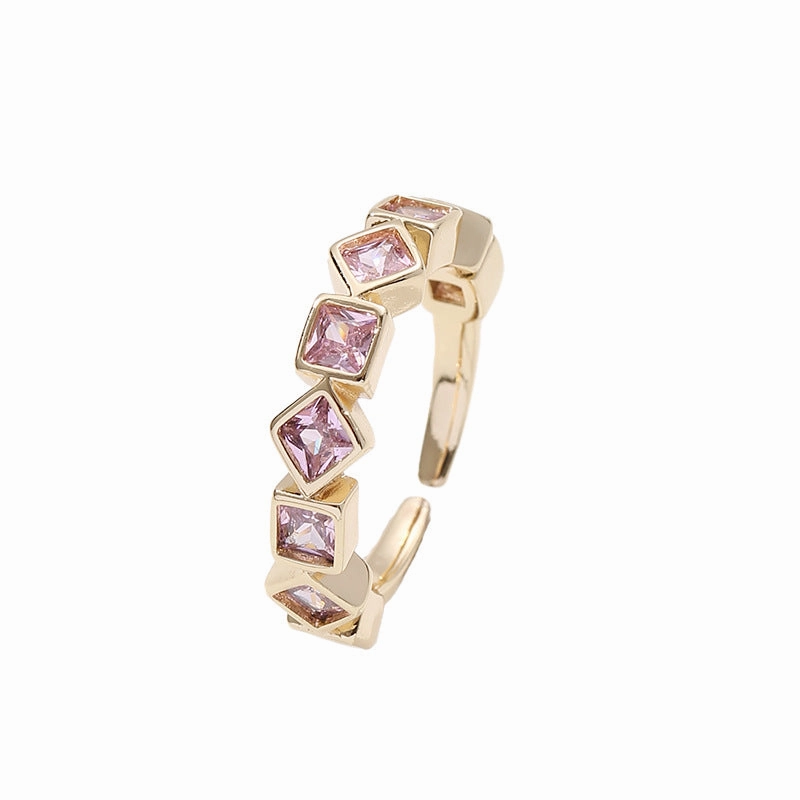 Wholesale Gold Plated Diamond Square Copper Rings