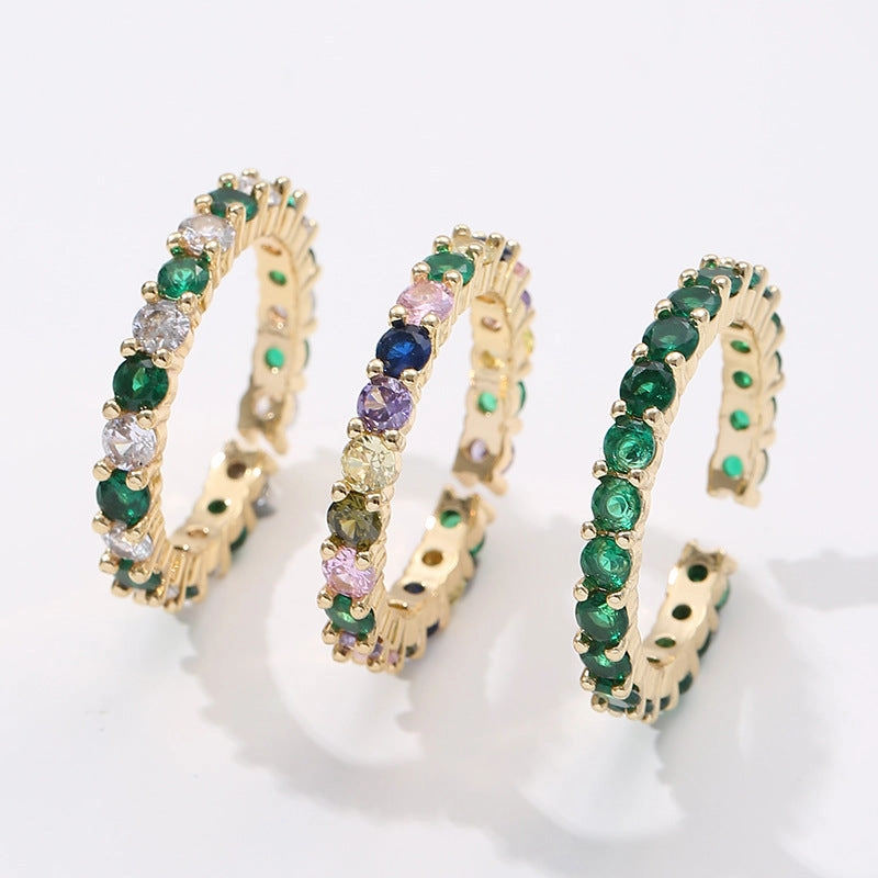 Wholesale Gold Plated Full Zirconia Copper Rings