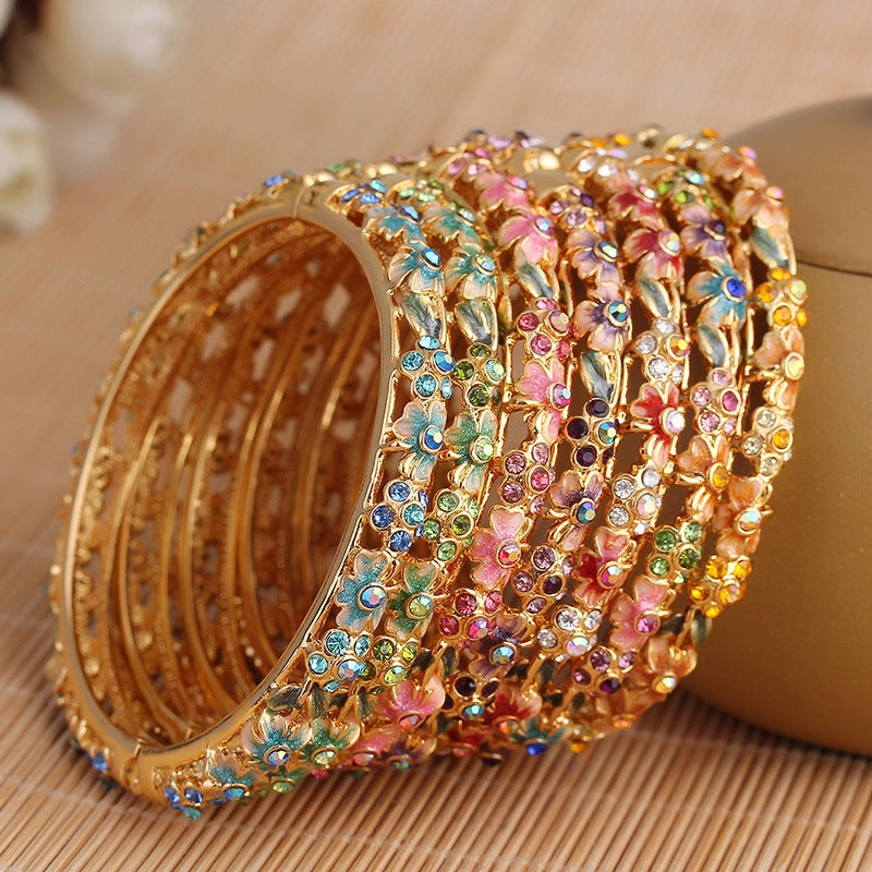 Wholesale Gold-plated Jewelry Cloisonne Hollow Womens Bracelets