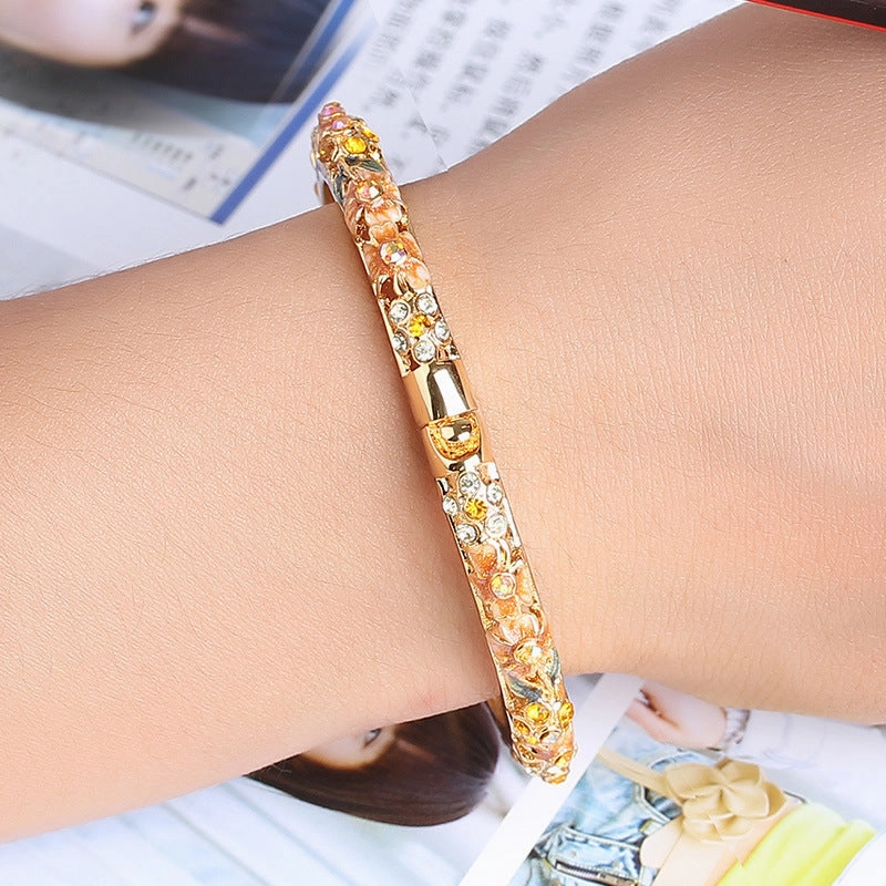 Wholesale Gold-plated Jewelry Cloisonne Hollow Womens Bracelets