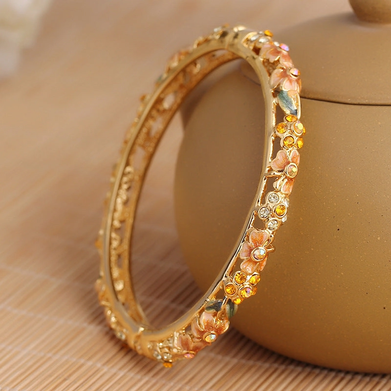 Wholesale Gold-plated Jewelry Cloisonne Hollow Womens Bracelets