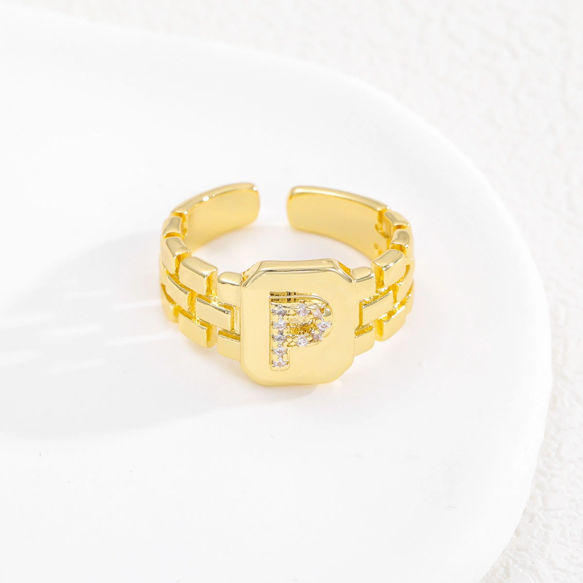 Wholesale Gold plated letter series open ring