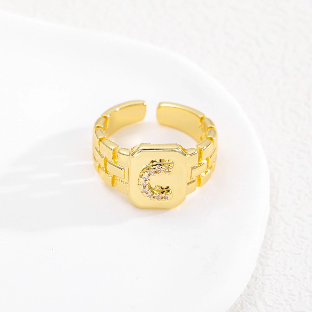 Wholesale Gold plated letter series open ring