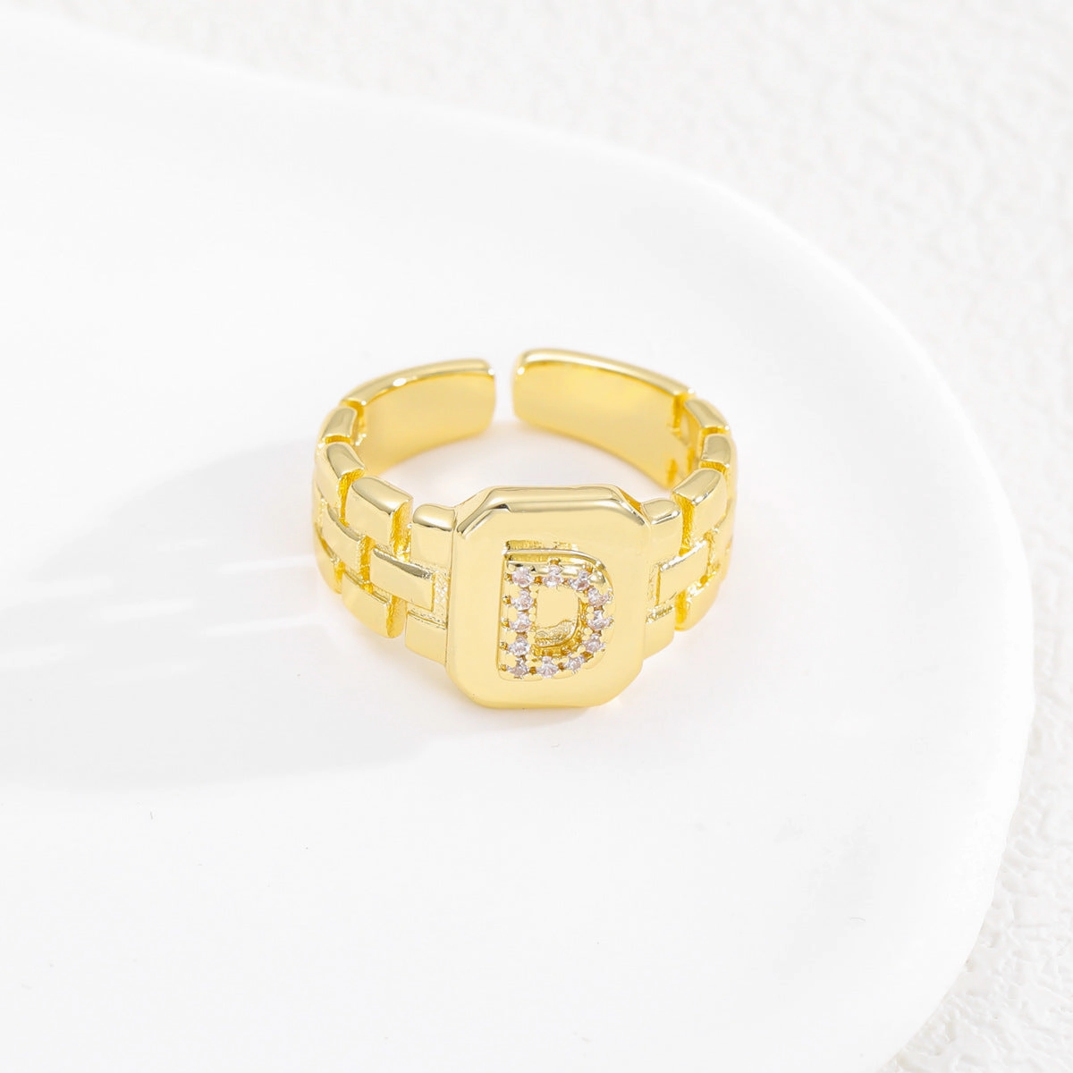 Wholesale Gold plated letter series open ring
