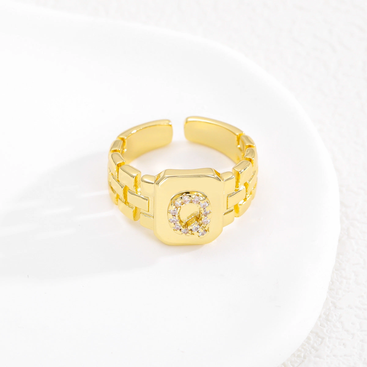 Wholesale Gold plated letter series open ring