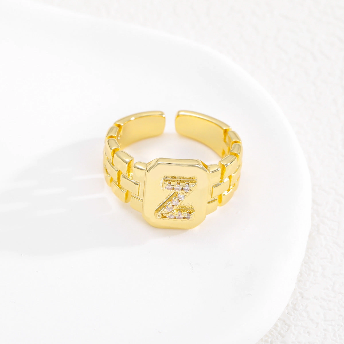 Wholesale Gold plated letter series open ring