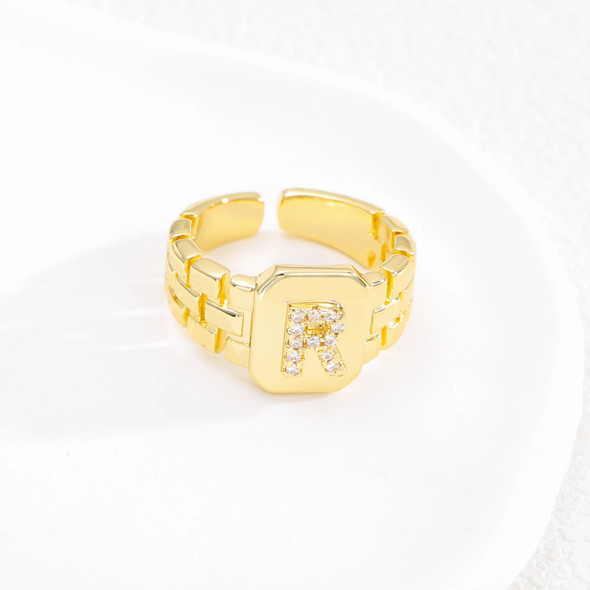 Wholesale Gold plated letter series open ring