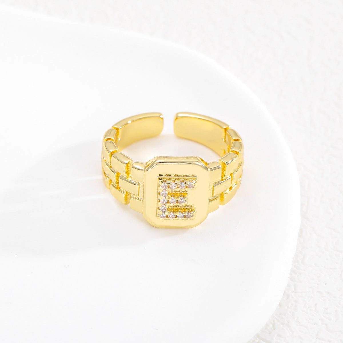 Wholesale Gold plated letter series open ring
