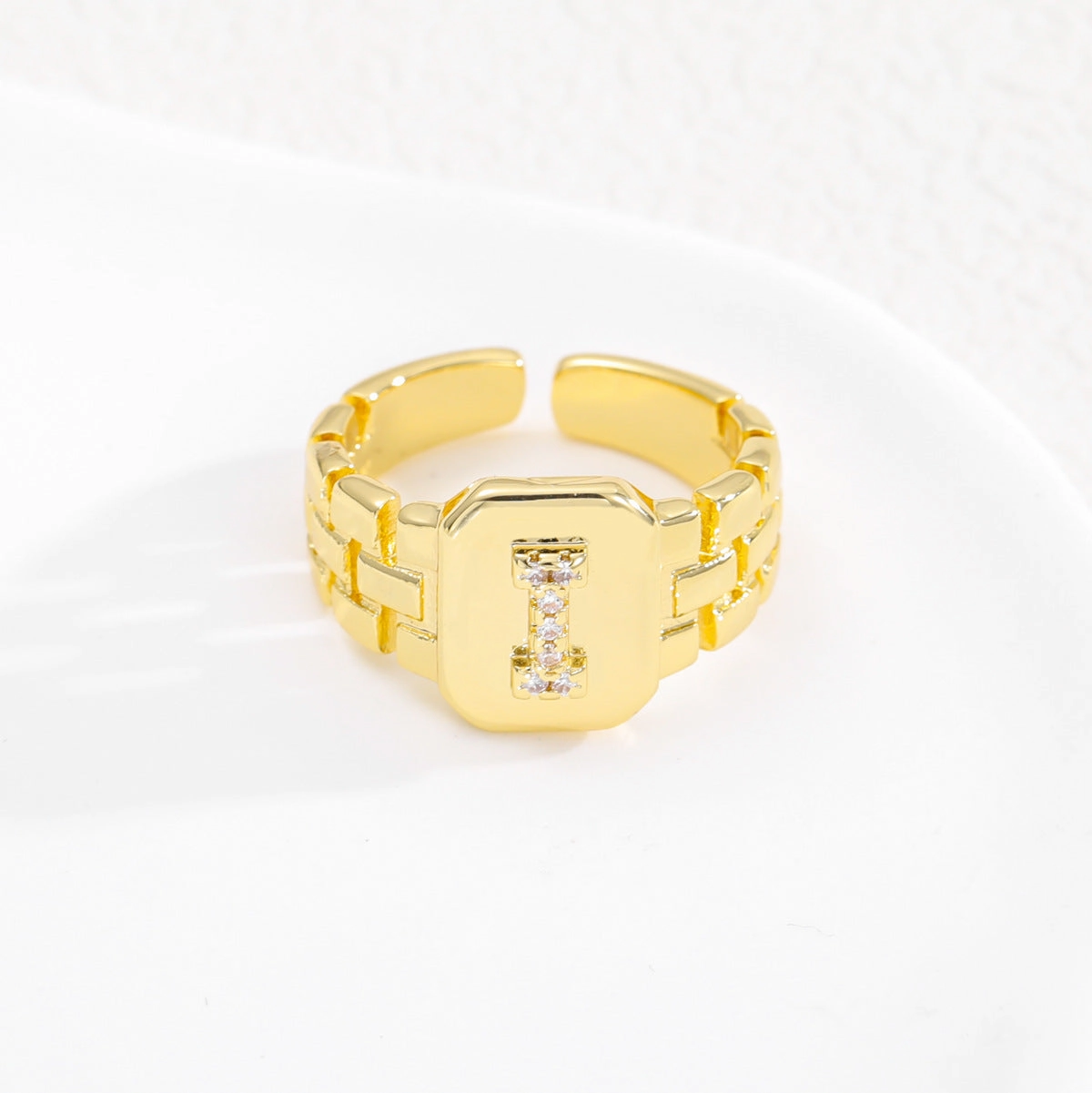 Wholesale Gold plated letter series open ring