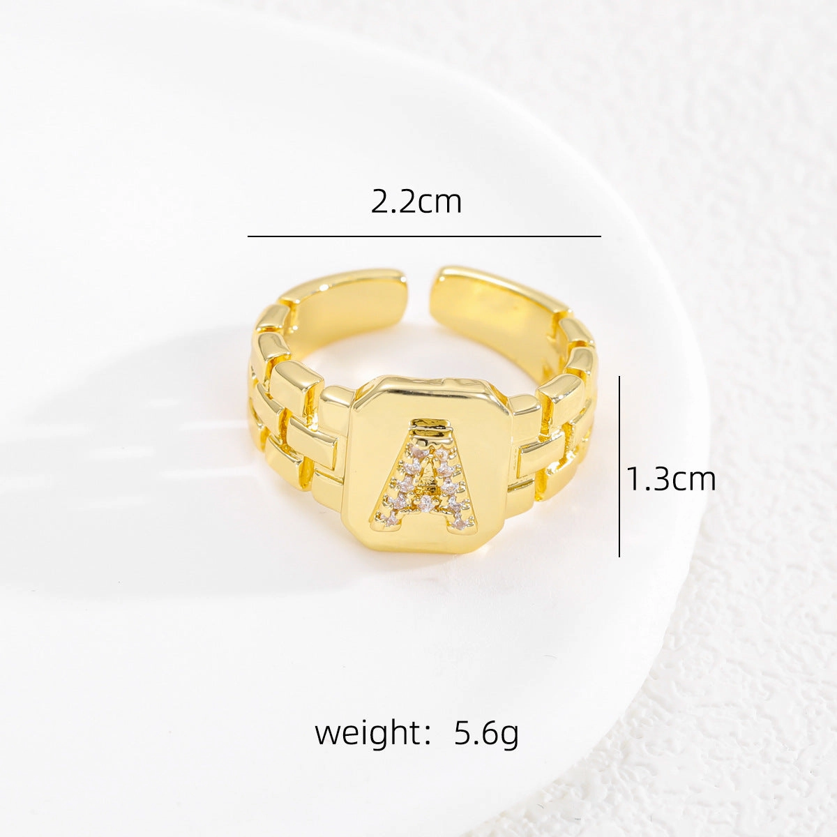Wholesale Gold plated letter series open ring
