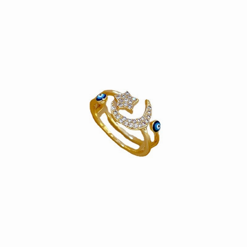 Wholesale Gold Plated Moon Star Brass Rings