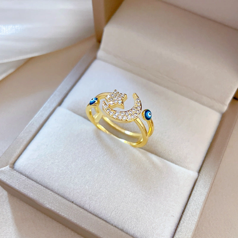 Wholesale Gold Plated Moon Star Brass Rings